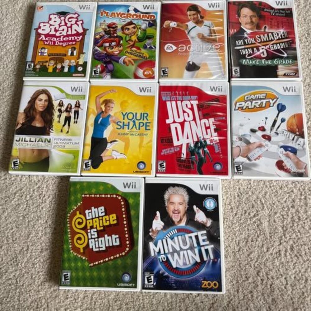 Nintendo Wii Games Lot of 10 Just Dance Big Brain Academy Game Party + More